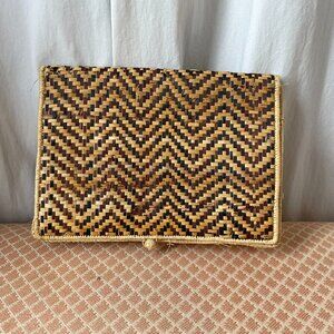 Straw Rattan Large Clutch